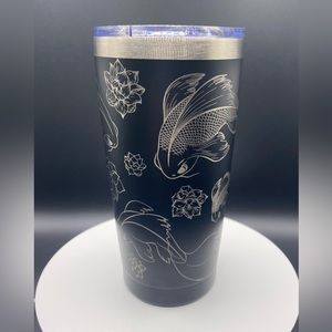 20 oz black coi fish tumbler!